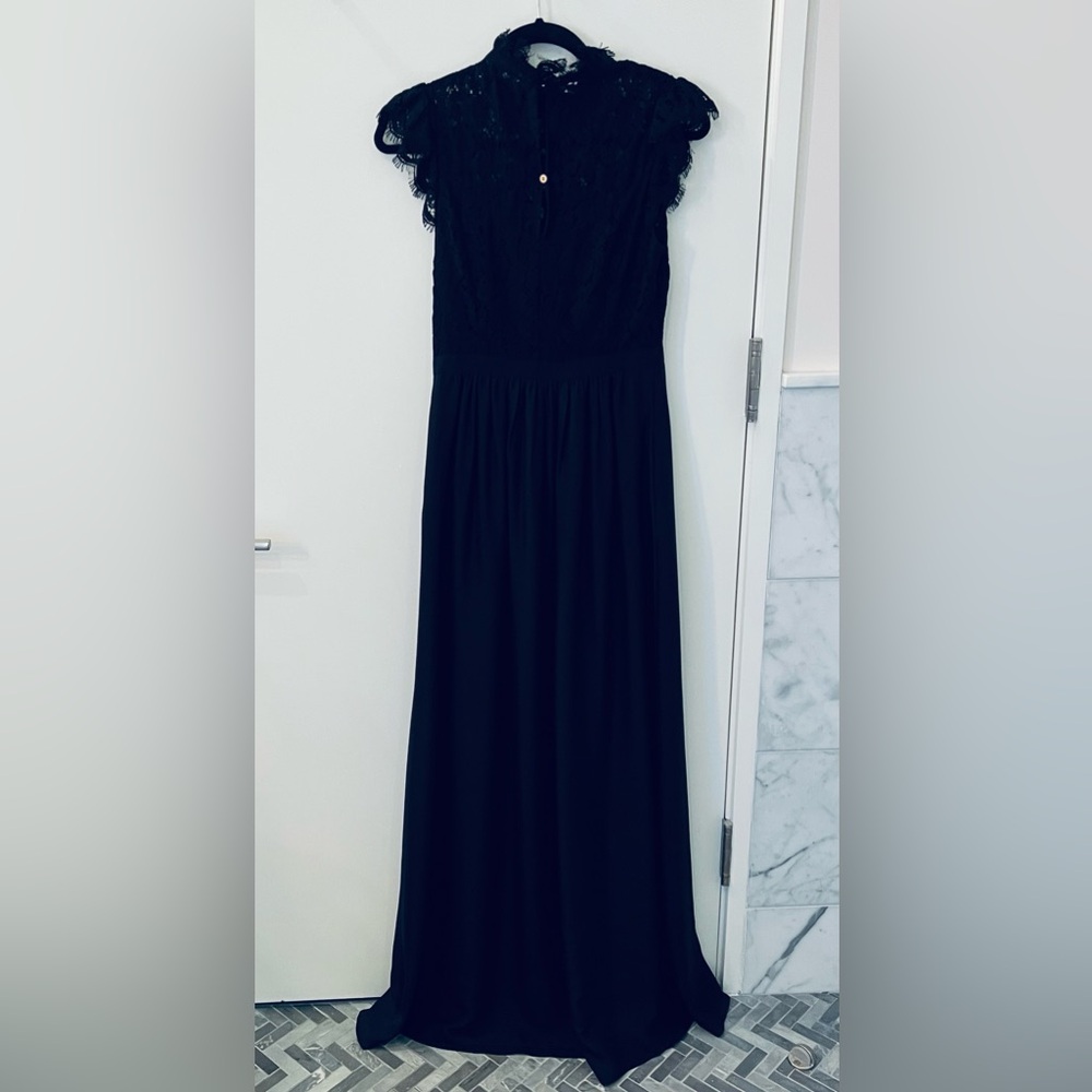 Rachel Zoe black lace paneled floor length gown size 6 - Picture 7 of 8